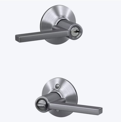 (Lot of 6) Schlage F51A LAT 626 Latitude Door Lever Keyed Entry Lock  Satin Chro