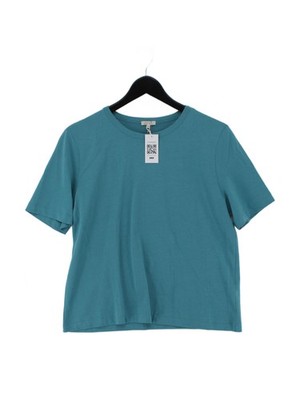 Jigsaw Damen T-Shirt M Blau 100% Baumwolle Kurzarm Rundhals Basic