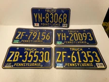 Pennsylvania Truck License Plate Lot of 5 Vintage