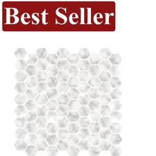 Transform Your Kitchen with Classic Hexagon Marble Peel  Stick Tiles - Set of 4