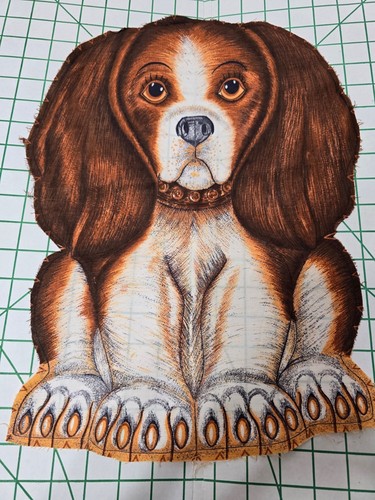 Vtg 70s Hound Dog Cotton Fabric Panel Cut n Sew Pillow - Picture 4 of 4