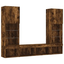 TV Wall Units 5 Piece with LED Floating TV Wall Unit Engineered Wood vidaXL