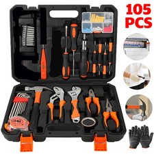 105Pcs General Household Hand Tool Kit with Toolbox Storage Case for Home Repair