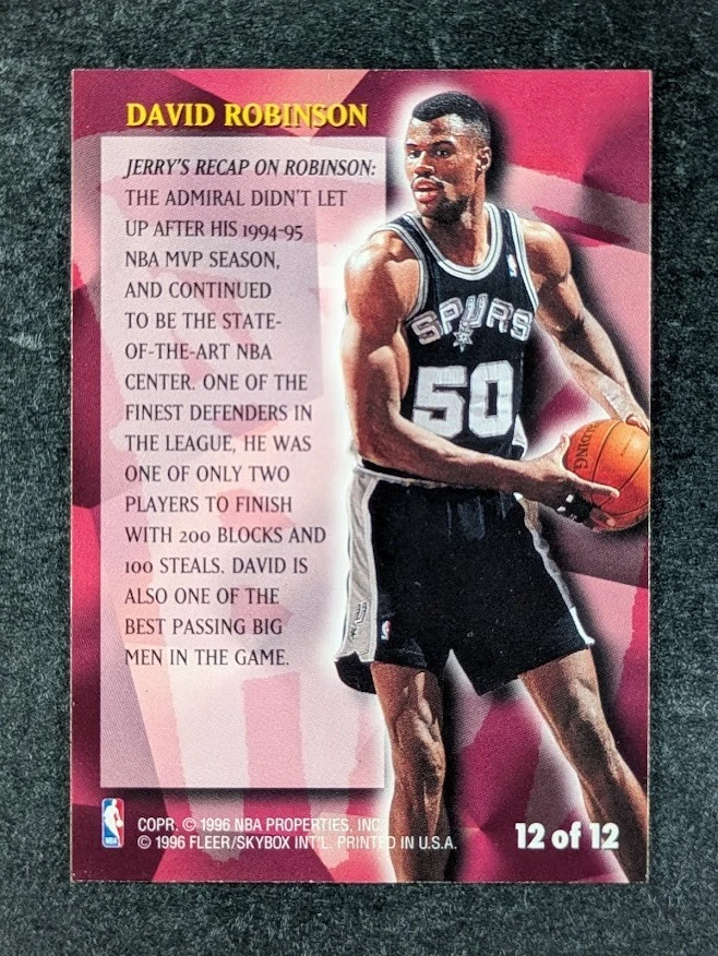 1996-97 Fleer DAVID ROBINSON Stackhouse's All-Fleer San Antonio Spurs #12 - Image 2 of 3