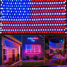 American Flag 348 Led String Lights Large Usa Outdoor Waterproo White Red Blue