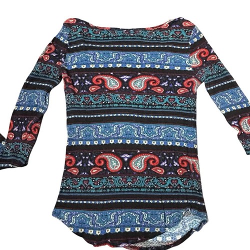 Top donna marca Lucky taglia S multicolore paisley maglia waffle termica Henley Gorp - Foto 2 di 7