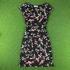 Vintage 90s Byer Too! California Pink Floral Little Black Midi Dress Sz 9