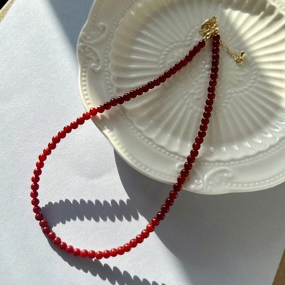 A++ Natural 6MM Red Carnelian Smooth Round Gemstone Beaded Unisex Necklaces 24''