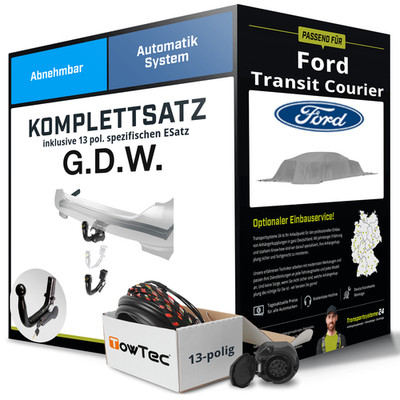 Für FORD Transit Courier V769 Anhängerkupplung abnehmbar +eSatz 13pol 11.23- NEU