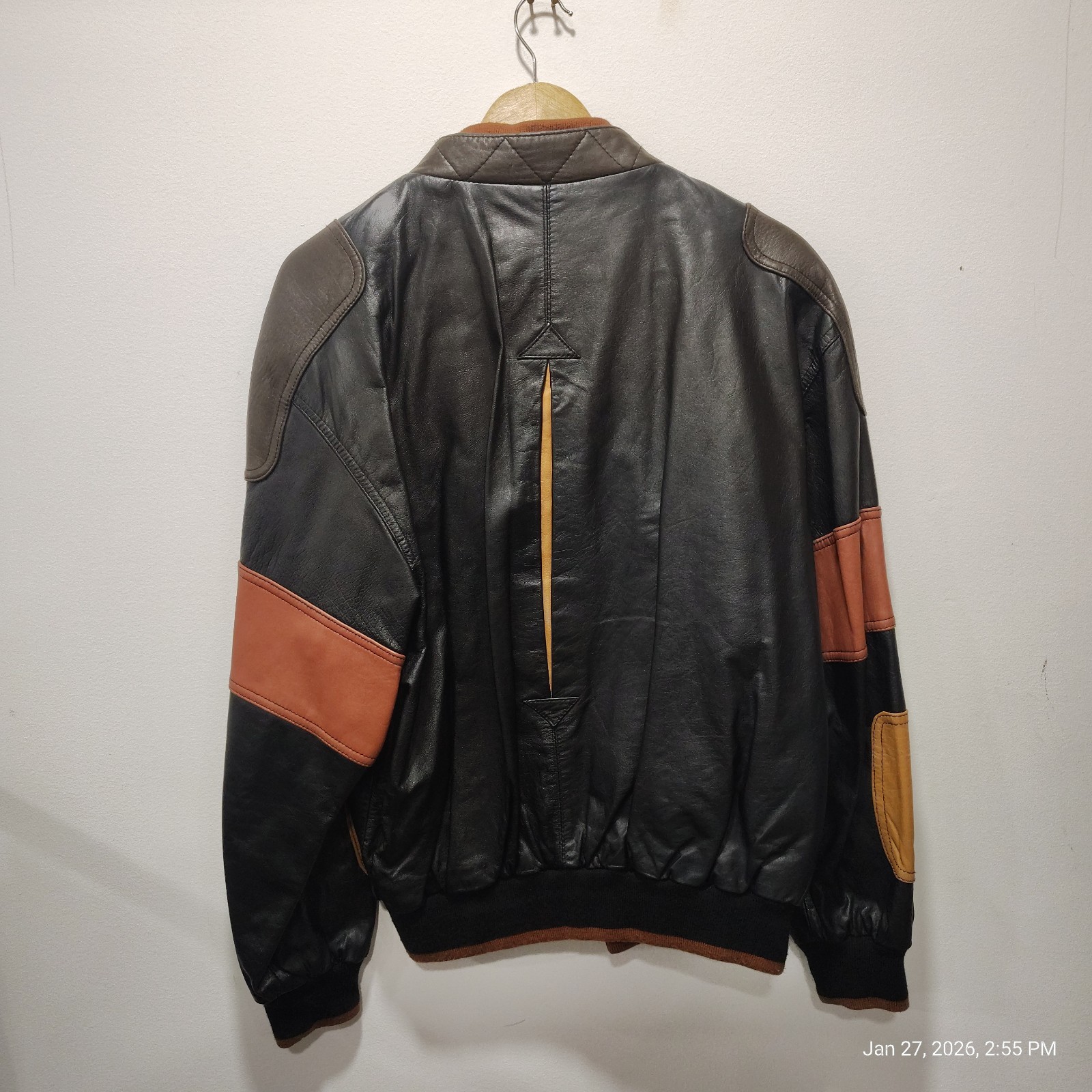 Vintage Bachrack Block Pattern Leather Jacket Siz… - image 4