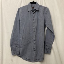 JF J. Ferrar Men's Blue Stretch Slim Button-Up Shirt w/Subtle Pattern - SZ S