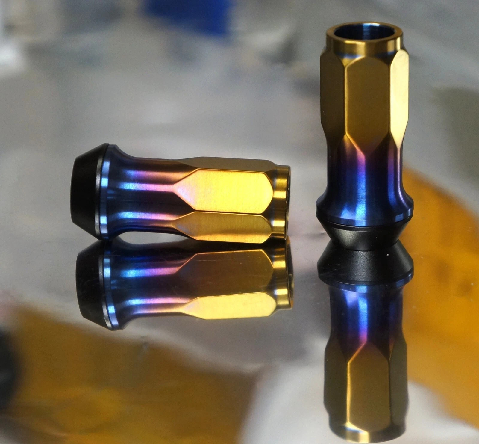 20x 12x1.5 Open Titanium Wheel Lug Nut Floating Rotating Seat Tuner
