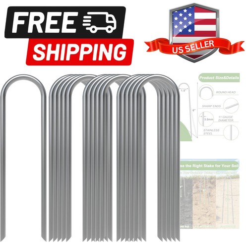 16 Pack Garden Landscape Staples 6 Inch Soaker Hose Stakes 11 Gauge Drip Line... - Afbeelding 1 van 8