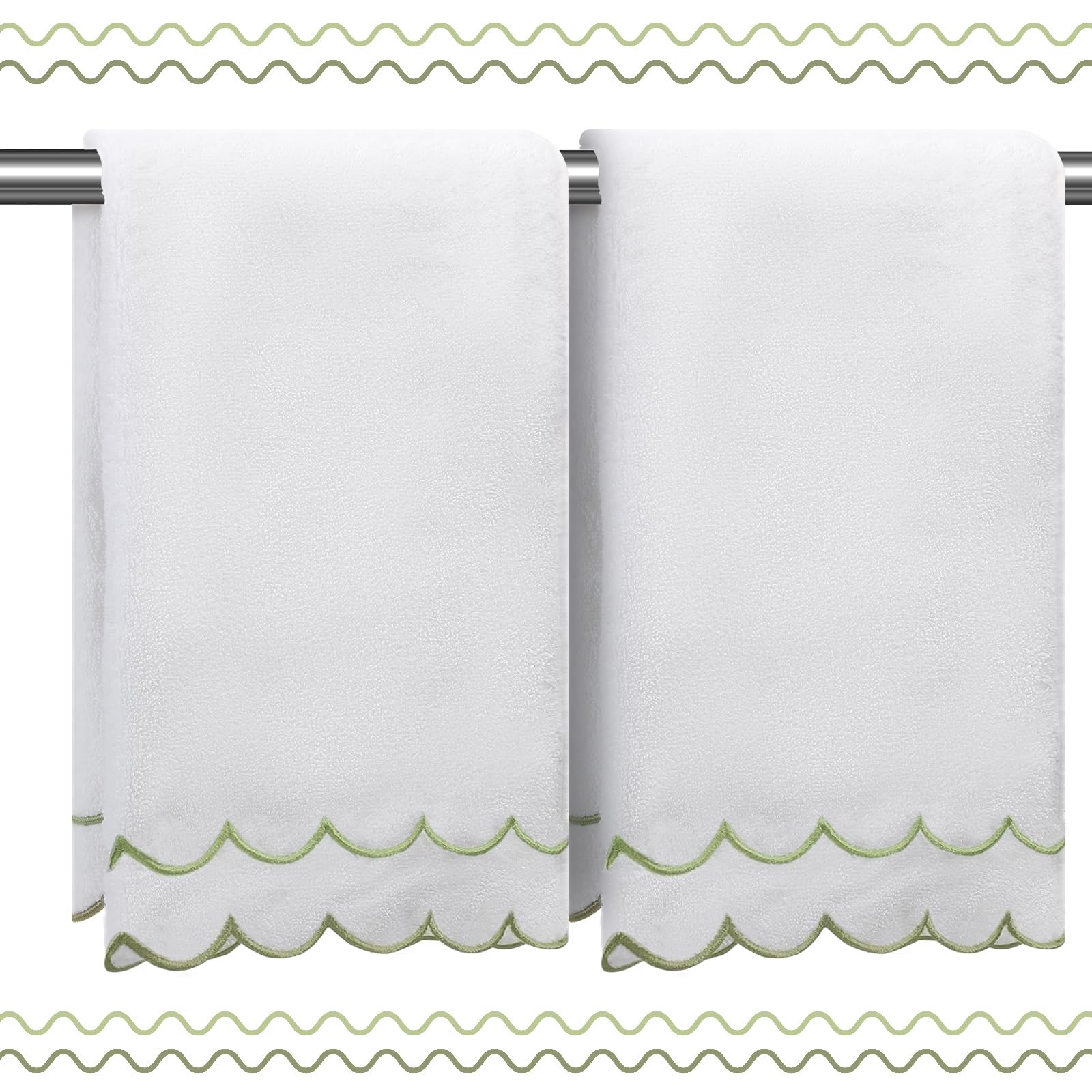 Sage Green Cotton Hand Towels 2-Pack 27x16 Inches