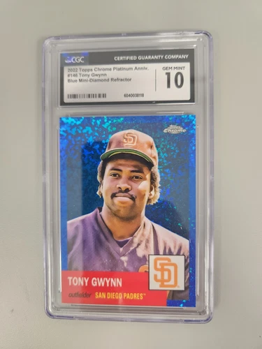 2022 Topps Chrome #146 Tony Gwynn Blue Mini-Diamond Refractor CGC 10 GEM MINT