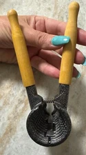 Heavy Duty Nut Cracker Hand Held Cone Pliers Pecans Walnuts Vintage Wood Handles