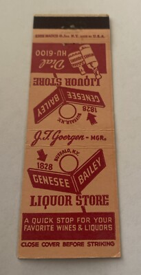 Vintage Matchbook Cover Matchcover Genesee Bailey Liquor Store Buffalo NY