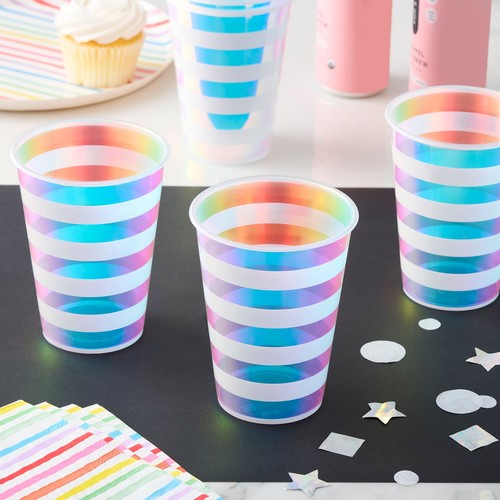 12oz. Iridescent Stripes Plastic Cups by Celebrate It®, 8ct. - 第 2/3 張圖片