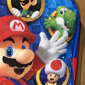 Super Mario Bros Backpack 11" Toddler Luigi Blue Red Nintendo NES Bag Small