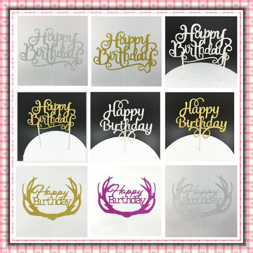 1pcs Happy Birthday Cake Topper Glitter Party Supply Event Decoration