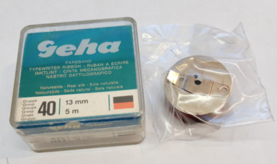 1x GEHA GR. 40 Farbband naturseide SEIDE Schwarz/Rot 13mm 1/2'' x 5m Metalspule