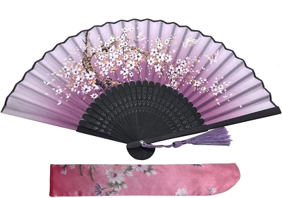 Kibon Folding Fans, Handheld Fans, Hand Fans, Bamboo Fans with Tassel for Birthd