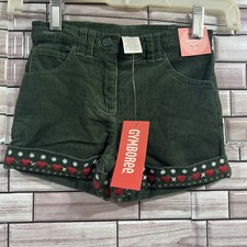Gymboree Girls 4 Shorts green corduroy embroidered adjusted waistband NWT