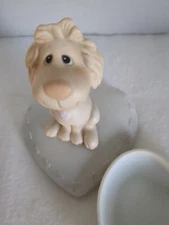 Precious Moments  Trinket Box w/ Dog 1982 Jonathan & David, Enesco