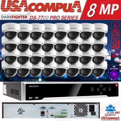 HIKVISION 32CH 4K SECURITY CAMERA SYSTEM TURRET DARKFIGTHER 8MP VANDAL PROOF