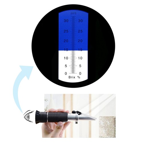 Rifrattometro portatile Brix 0-32% ATC soluzione zucchero contenuto misuratore homebrew - Foto 6 di 9