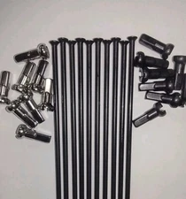 BLACK ST. Pull 14g (2.0mm) custom Stainless Bicycle spokes w/ Brass nipples