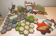 Lot of Heroscape Board Game Parts - Figures, Tiles, Cards, Buildings