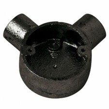25mm 2Way Angle Conduit box black enamel metal circular B/E steel Round