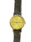 Vintage ladies seiko watch with gold tone face and brown strap - Working -Estate