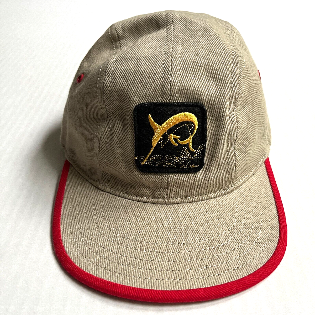 帽子 90s vintage j.crew cap Vtg J Crew Baseball Hat 90s Marlin Patch Logo Leather Strap