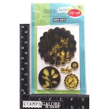 Hero Arts Rubber Stamps ACRYLIC CLING USED AR165 CIRCLE FOLIAGE FLOURISH 1951