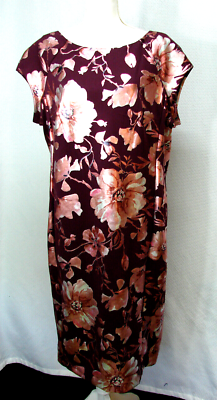 Beige by ECI Burgandy Pink Foiled Floral Shift Dress Womens 18W | eBay