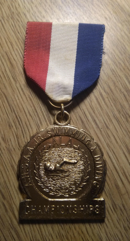Swimming Medal - Vintage 1970s - A.H.S.A.A. Junior Swimming and Diving, Alabama