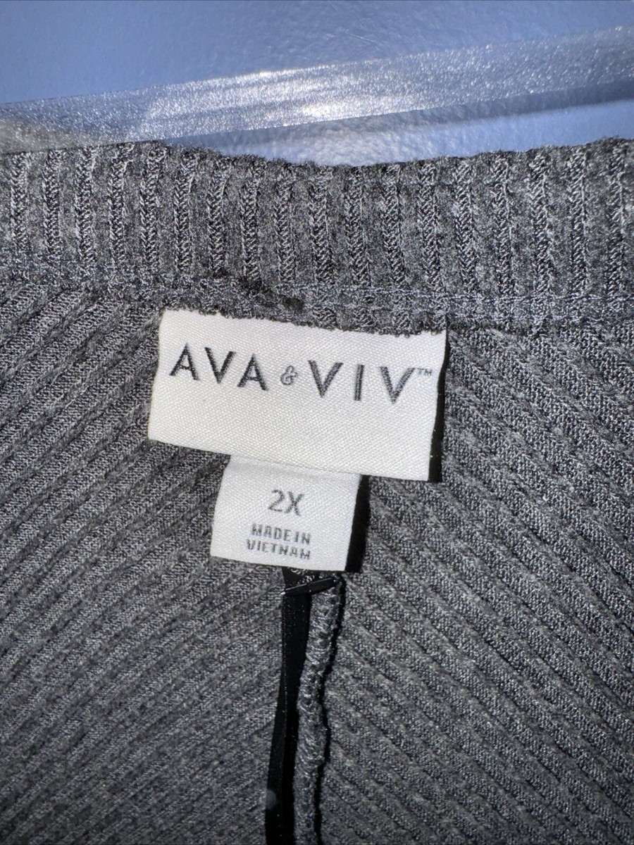 2X 20/22W Gray Long Sleeve Pullover, AVA VIV NWT Polyester