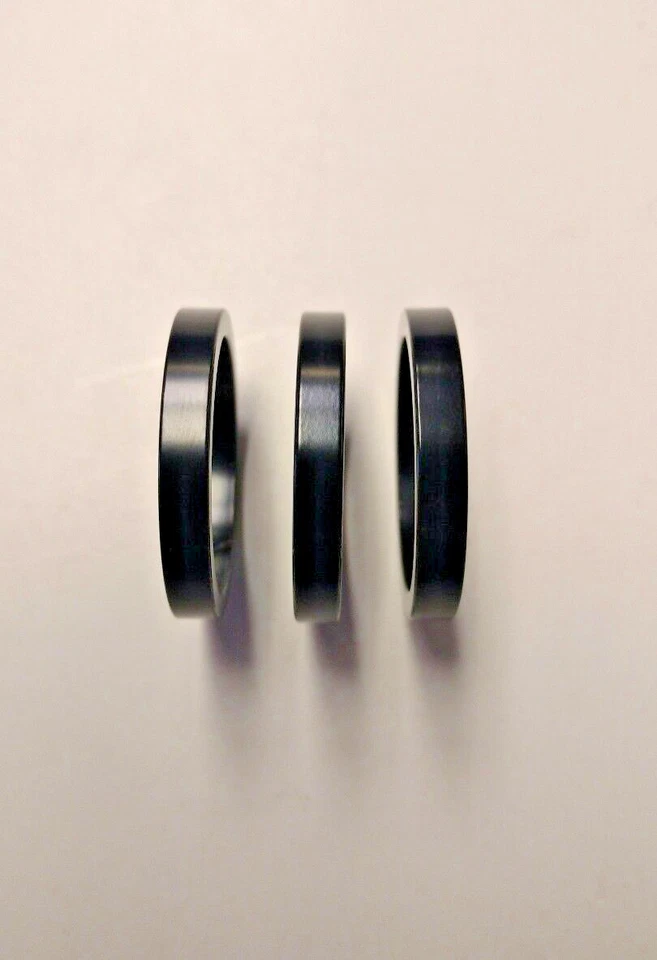 (CANTIDAD 3) Espaciadores de auriculares Origin8 5 mm X 1 1/8" de aluminio anodizado negro sin rosca Foto 3 de 4