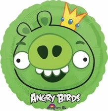 5 Angry Birds Green King Pig  Mylar Balloons  Birthday Party Decorations