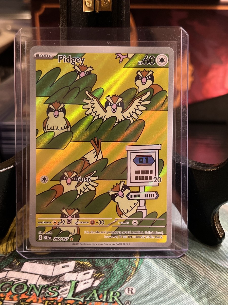 207/197 pokemon card Pidgey - Obsidian Flames Colorless / 90 / Stage 1 Attack 1 2023 Pokemon Pidgey Full Art