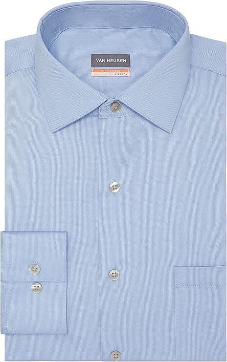 Мужская рубашка Van Heusen Stain Shield Стрейч, небесно-голубой, 15-15 1/2 М 34-35