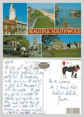 Postkarte - Schöne Southwold Suffolk Multi-View Küstenszenen VERSCHICKT