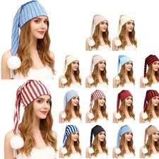 Adjustable Drawstring Stocking Sleeping Cap Night Hat with Pom Ball Christmas