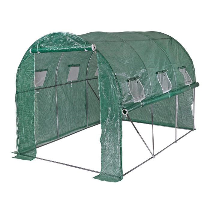 Serre tunnel de jardin 6m² D47090 anti-UV avec fenêtres d'aération