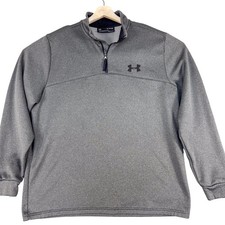 Under Armour Sweatshirt Mens XL Gray 1/4 Zip Fleece Pullover ColdGear Logo