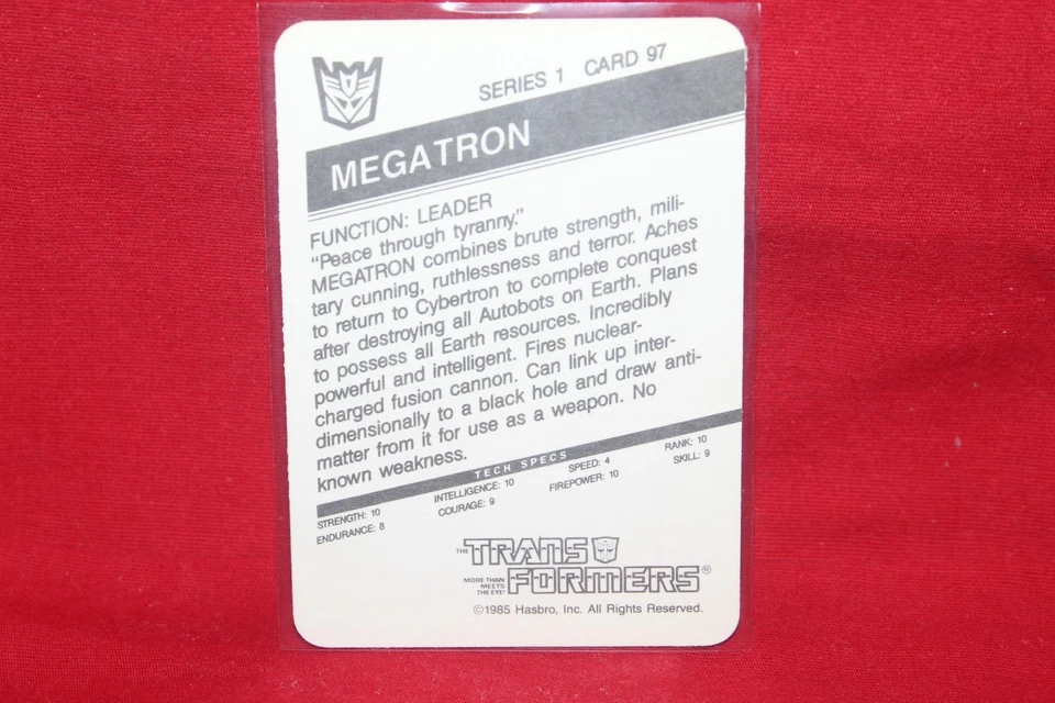 1985 Hasbro Transformers Card #97 Megatron Purple Variation Decepticons - Image 2 of 2