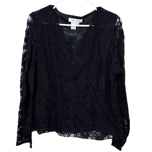 Black Lace Top Women’s 1X Whimsigoth Lacy Dark Romantic Fairy Gothic Lace Witchy