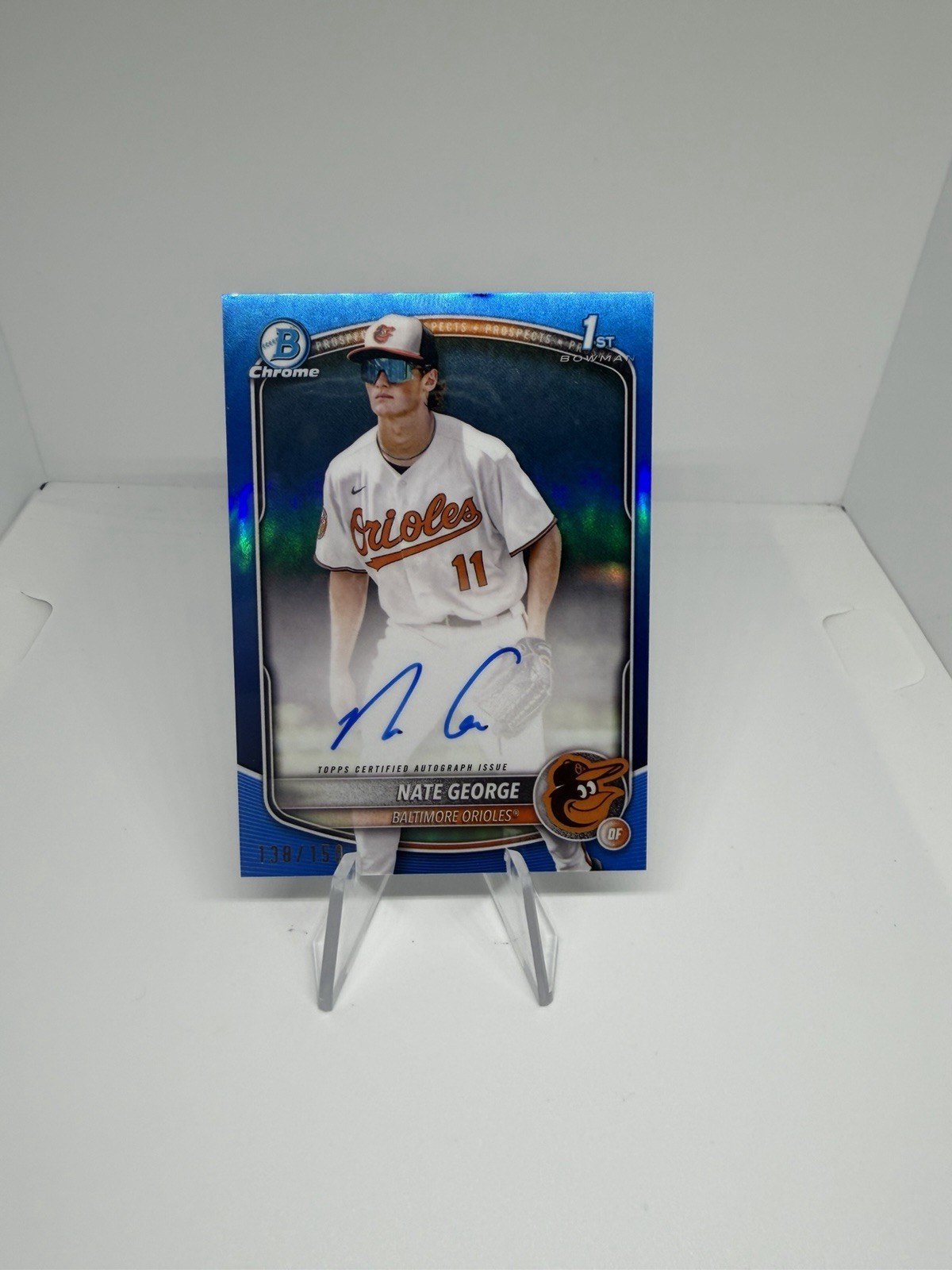 2025 Bowman Chrome Nate George 1st True Blue Refractor Auto /150 Orioles